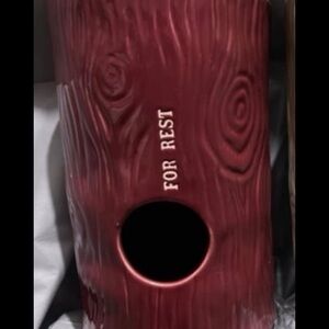 Rae Dunn Burgundy Wood-Grain Ceramic Birdhouse - 'For Rest'